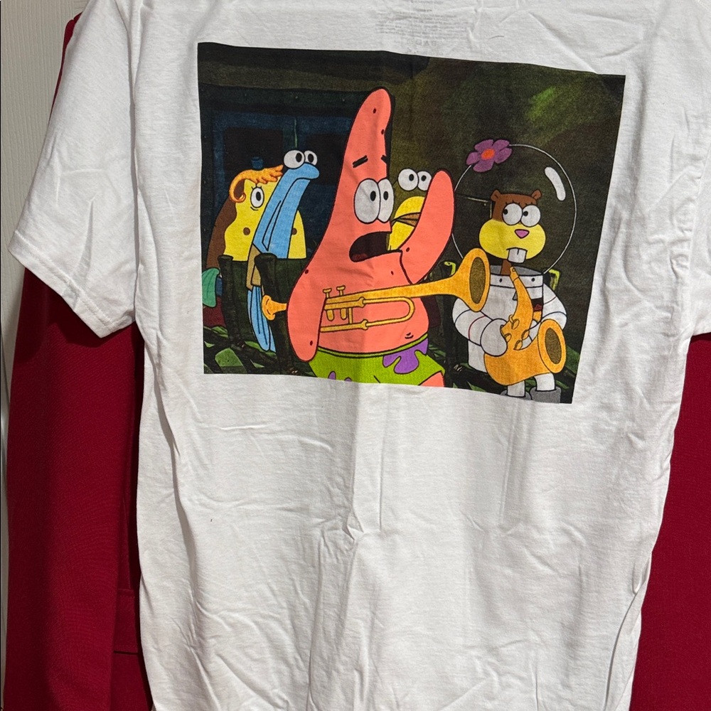 White Graphic T-Shirt with Cartoon Print